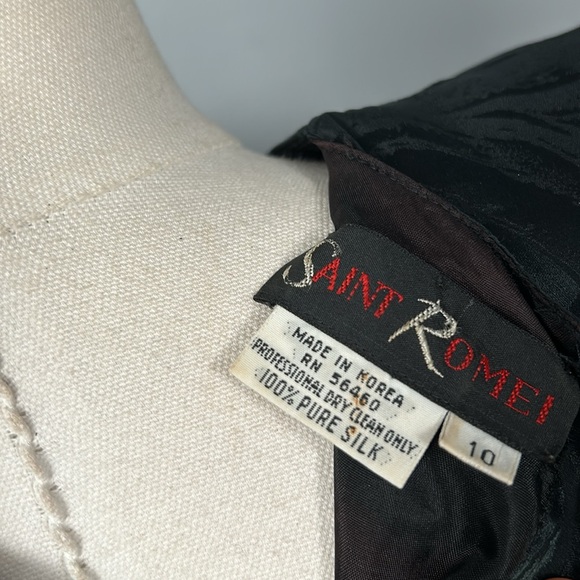 Vintage Silk Saint Romei A-Line Layered Midi Skirt V-Neck Dress size small - Picture 14 of 16